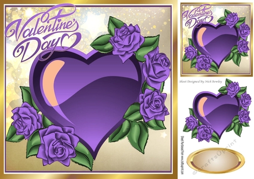 pretty purple heart and purple roses for valentines 8x8