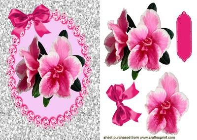 Pink Flowers with Diamonds