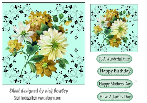 Flowers for mum her special day 5x5 (turq)