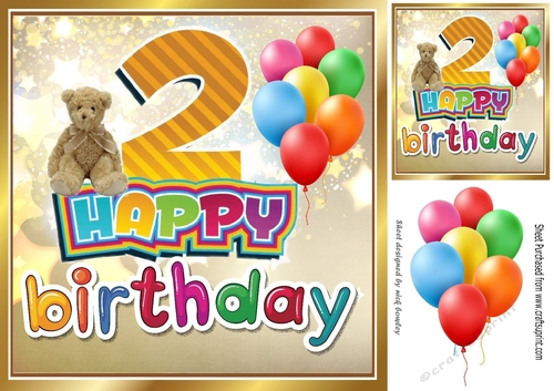 Lovely (2nd Birthday) with teddy and balloons 8x8
