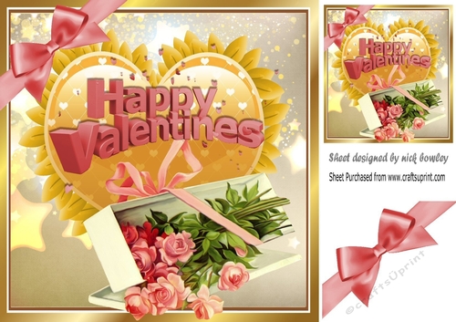 Pretty box of pink roses with bow for valentines day 8x8