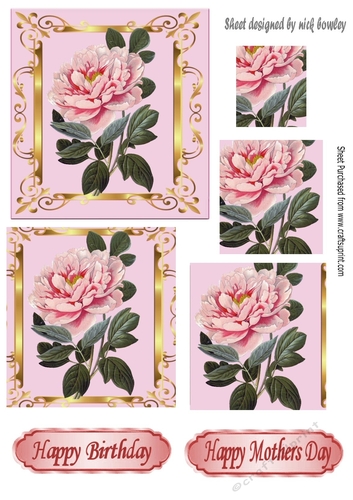 Pretty pink rose in  ornate frame pyramids