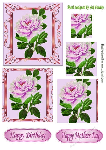 Pretty lilac rose in ornate frame pyramids
