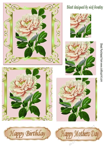 Pretty peach rose in ornate frame pyramids