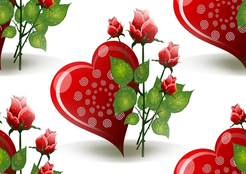 Pretty big Heart with red roses backing paper