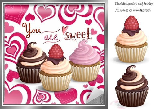 You are sweet My Cupcake in heart frame 8x8