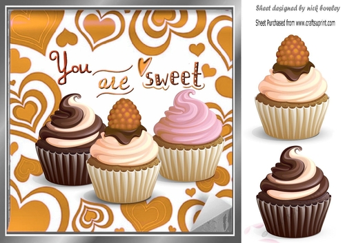 You are sweet My Cupcake in gold heart frame 8x8