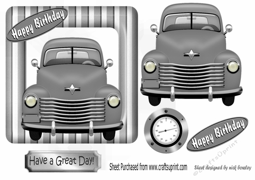 Vintage silver grey motor car in stripe frame
