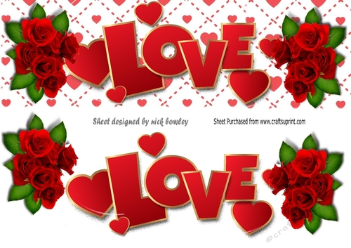 LOVE With red roses large DL