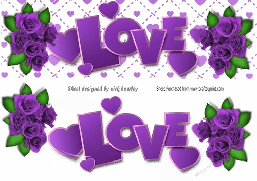 LOVE With purple roses large DL