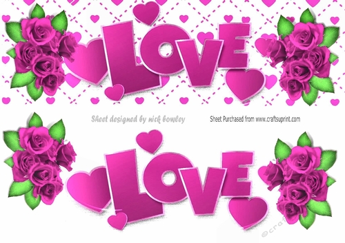 LOVE With pink roses large DL