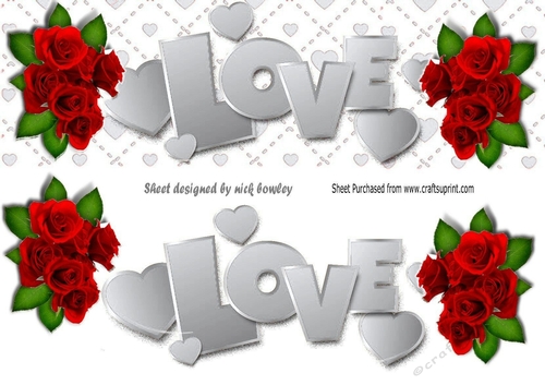  SILVER LOVE With red roses large DL