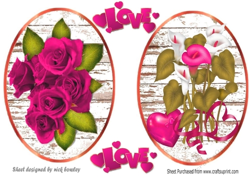 Two lovely romantic toppers/card fronts with pink roses