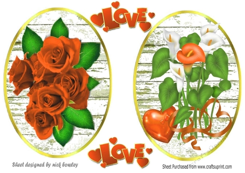 Two lovely romantic toppers/card fronts with peach roses