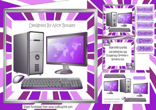 Computer and gadgets in purple stripe 8x8 mini kit (FEMALE)