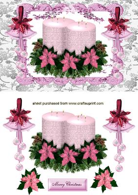 Pink Christmas Candels with Bells