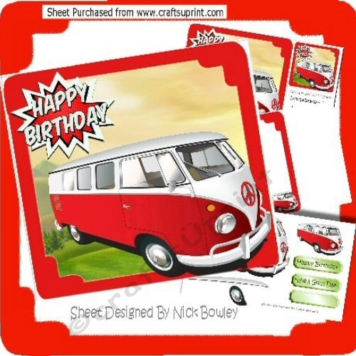 Red Campervan in the meadows 8x8 mini kit