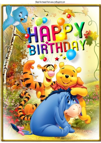 pooh bear with friends in the meadows A4