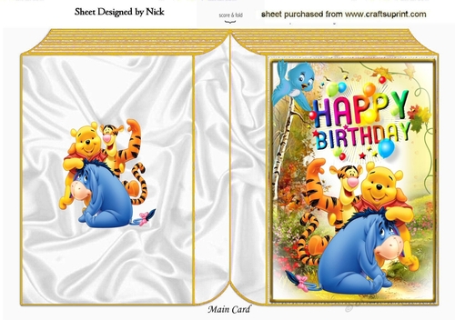 pooh bear with friends in the meadows A5 Folded book