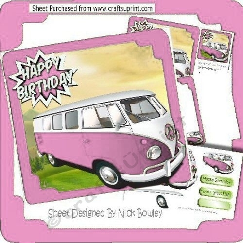 Pink Campervan in the meadows 8x8 mini kit