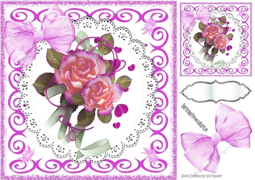 pretty lilac flowers on lace in scroll frame 8x8