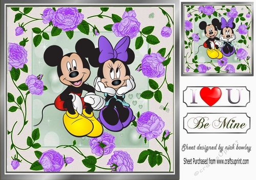 Mouses in love with pretty purple roses 8x8