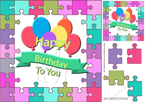 Birthday Balloons in jigsaw frame 8x8
