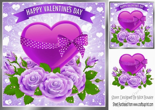 Purple Heart with purple roses 8x8