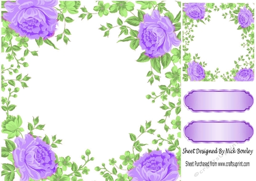I Love Dragons, in a frame of purple roses 8x8 insert 