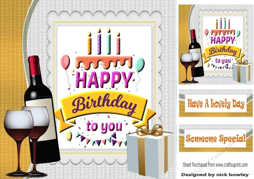 Celebrate your birthday with a nice glass of wine 8x8 card front