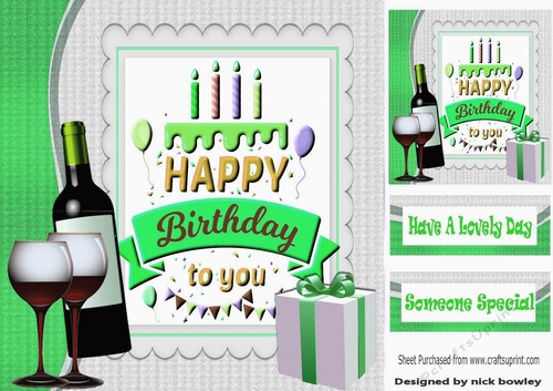 Celebrate your birthday with a nice glass of wine 8x8 card front (green)