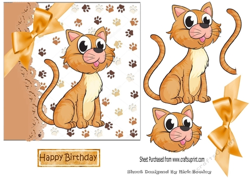 cute cartoon ginger cat  with bow  5x5
