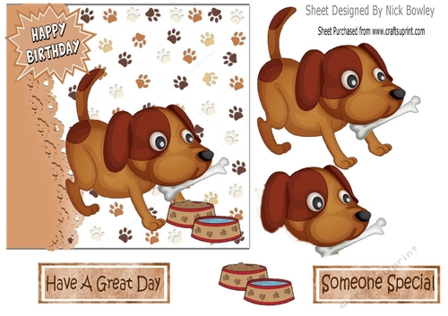 cute cartoon puppy with his bone  5x5