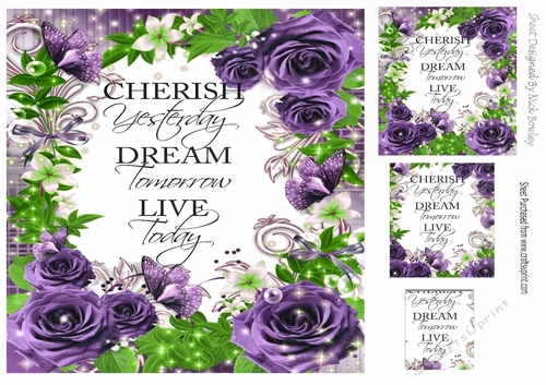 Pretty purple rose frame to cherish card front