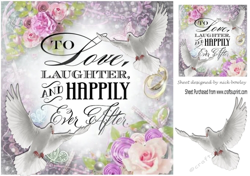 White doves and lilac/pink roses for your special day 8x8