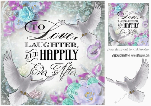 White doves and turq/lilac roses for your special day 8x8