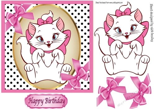 Cute little kitty in polkadot with pink bows 7x7