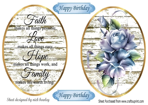 Two lovely toppers in white wash with script and blue roses