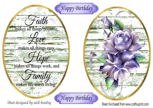 Two lovely toppers in white wash with script and purple roses