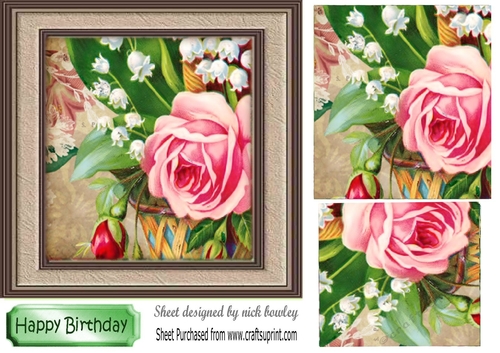 Pretty liliy of the valley with roses in frame with pyramids 7x7