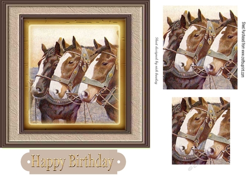 Three lovely shire horses in frame 7x7 with pyramids