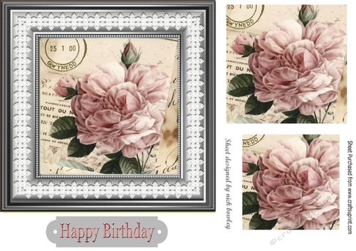 pretty pink peonies in frame with lace and pyramids 7x7