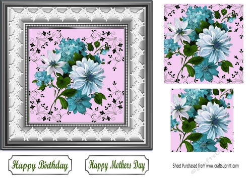 pretty floral arrangement in lace frame with pyramids 7x7 (2)