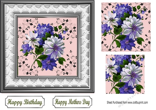 pretty floral arrangement in lace frame with pyramids 7x7 (3)
