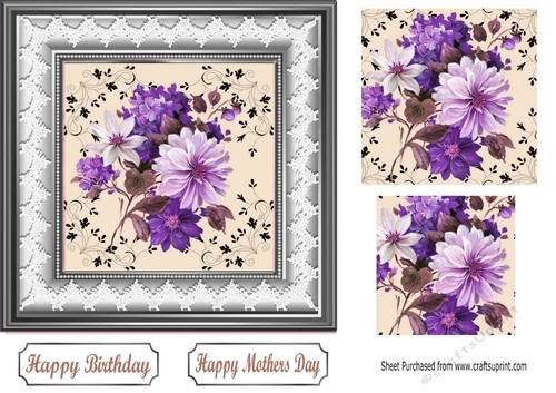 pretty floral arrangement in lace frame with pyramids 7x7 (4)