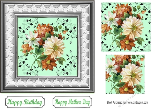 pretty floral arrangement in lace frame with pyramids 7x7 (5)
