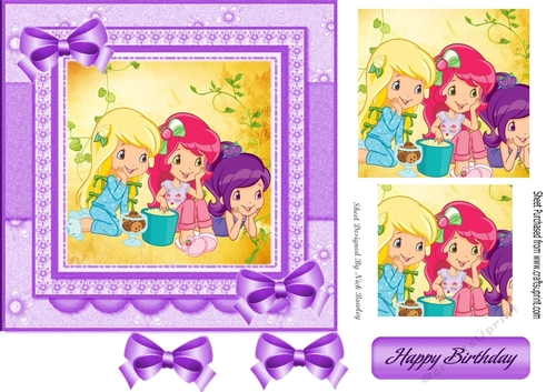 strawberry girl chillin out with her best friends pyramids in 7x7 frame 
