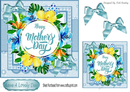 Pretty tropical flowers for mum with bows 7x7