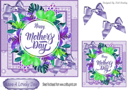 Pretty tropical flowers for mum with purple bows 7x7