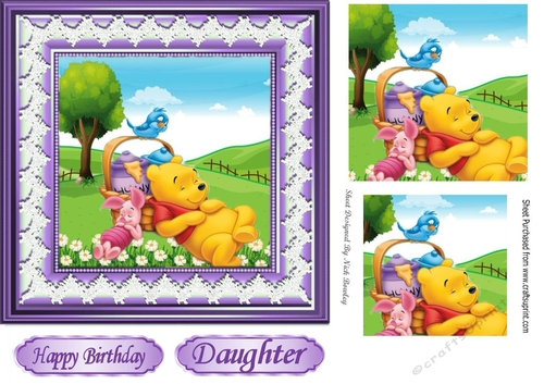 time to snooze with pooh bear and piglet  (purple) pyramids 7x7 frame